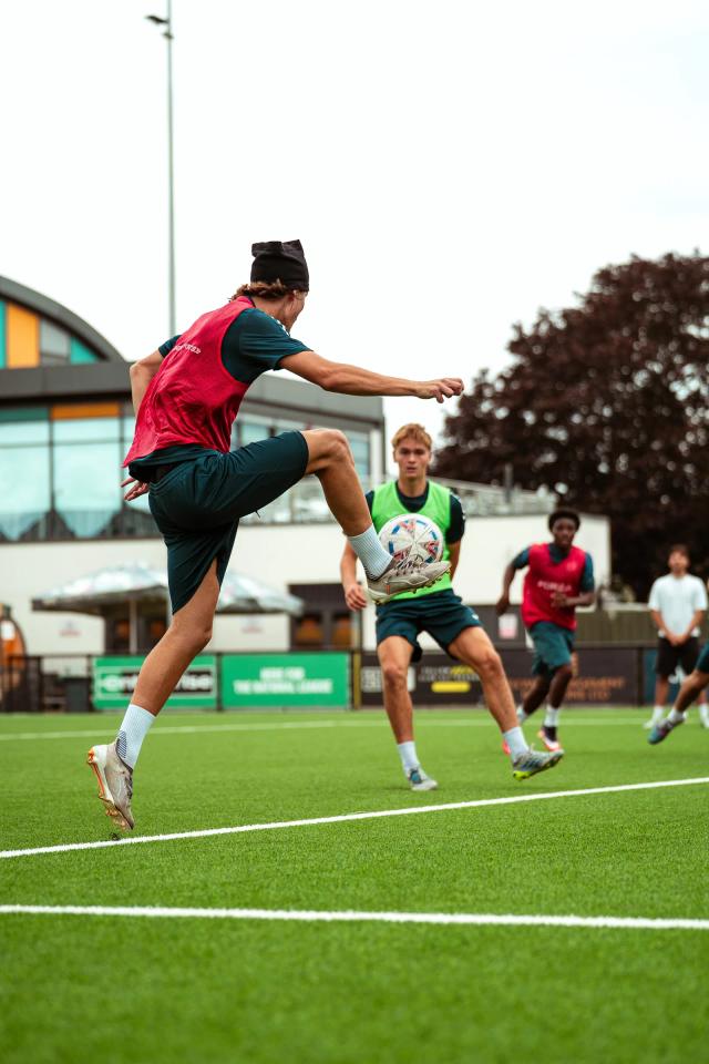 Slough Town FC Academy players training at Arbour Park